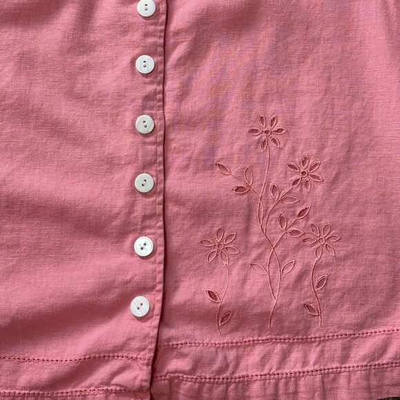 Erika Vintage Linen Blend Pink 3/4 Sleeve Button-Up Shirt - Picture 5 of 6